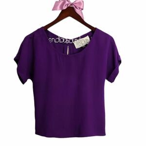 Rory Beca Purple Silk Zip Up on the‎ back Top XS